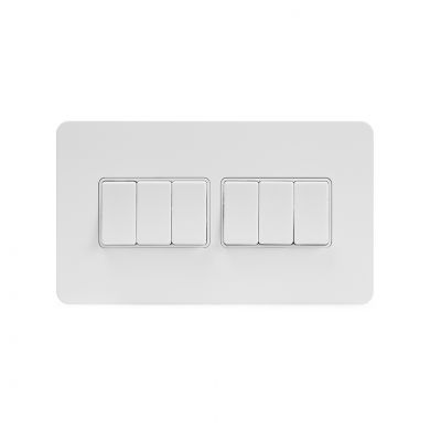 White Metal Switch Screwless Flat Plate