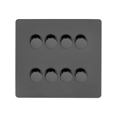 Soho Lighting Black Nickel Flat Plate 8 Gang 2 Way Intelligent Trailing Dimmer Switch Screwless 400W