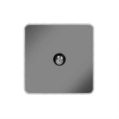 Soho Lighting Black Nickel Plate with Chrome Edge 1 Gang Satellite Socket Blk Ins Screwless