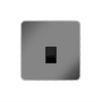 Soho Lighting Black Nickel Plate with Chrome Edge 1 Gang Data Socket RJ45 Ethernet Cat5/Cat6 Blk Ins Screwless