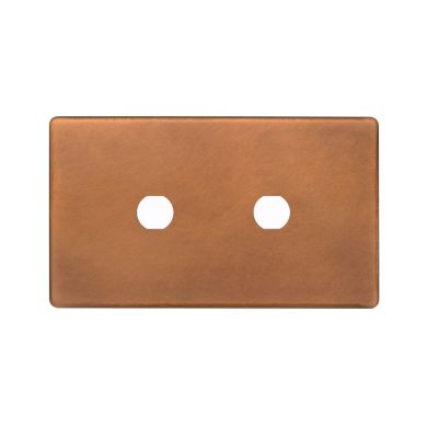 The Chiswick Collection Antique Copper 2 Gang (Double Plate) CM Circular Module Grid Switch Plate
