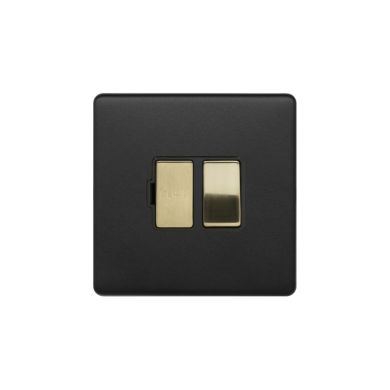 Soho Fusion Matt Black & Brushed Brass 13A Switched Fused Connection Unit (FCU) Black Insert Screwless