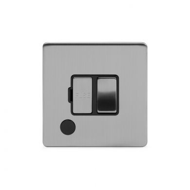 Soho Lighting Brushed Chrome 13A Switched Fuse Connection Unit Flex Outlet Blk Ins Screwless
