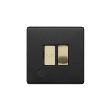 Soho Fusion Matt Black & Brushed Brass 13A Switched Fuse Flex Outlet Black Insert Screwless