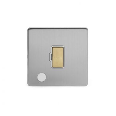 Soho Fusion Brushed Chrome & Brushed Brass 13A Unswitched Flex Outlet White Inserts Screwless