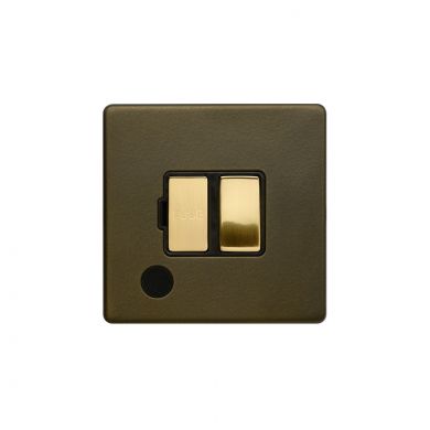 Soho Fusion Bronze & Brushed Brass 13A Switched Fuse Flex Outlet Black Inserts Screwless