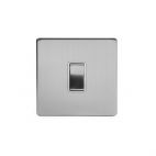 Brushed Chrome 10A 1 Gang 2 Way Switch With White insert