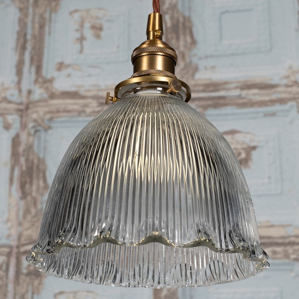 Foubert Brass Scalloped Prismatic Glass Dome Pendant Light The Soho