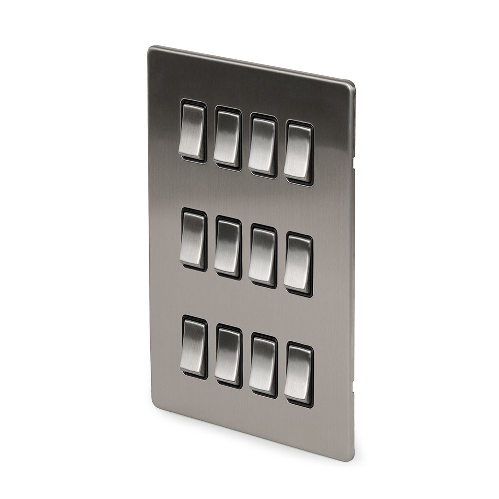 12 Gang Switch Plate Soho Lighting Brushed Chrome 12 Gang Grid Plate