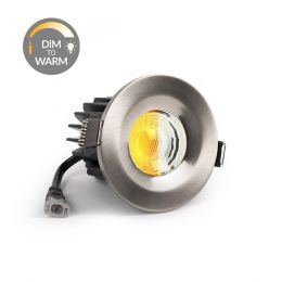 Brushed Chrome CCT Dim To Warm LED Downlight Fire Rated IP65