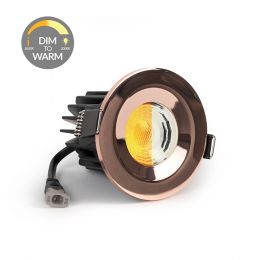 Polished Copper CCT Dim To Warm LED Downlight Fire Rated IP65