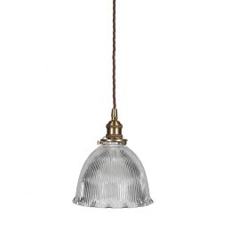 D'Arblay Brass Scalloped Prismatic Glass Dome Pendant Light - The French Collection