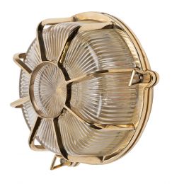 Carlisle Polished Brass IP66 Web Prismatic Glass Bulkhead Light - The Outdoor & Bathroom Collection