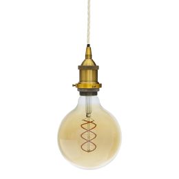 Soho Lighting Antique Gold Decorative Bulb Holder with Cream Twisted Cable