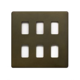 The Eton Collection Bronze 6 Gang RM Rectangular Module Grid Switch Plate