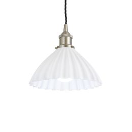 Scallop Shell Soft Sea Green Pendant Light with Brass Bulb Holder and Brown Twisted Cable