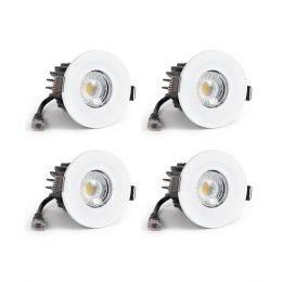 4 Pack - White Fixed CCT Colour Changing Fire Rated LED Dimmable IP65 10W Downlight