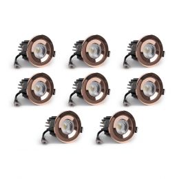 8 Pack - Rose Gold CCT Fire Rated LED Dimmable 10W IP65 Downlight