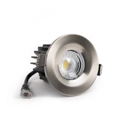Brushed Chrome Fire Rated Fixed LED Downlights Dimmable