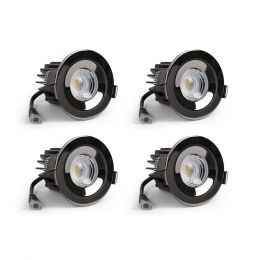4 Pack - Black Nickel CCT Fire Rated LED Dimmable 10W IP65 Downlight