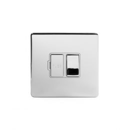 Polished chrome metal plate 13A Switched Fuse Connection Unit with White insert