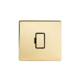 24k Brushed Brass metal plate 13A Unswitched Fuse Connection Unit with black insert