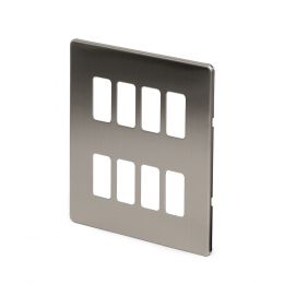 8 gang grid switch plate brushed chrome