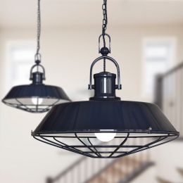 Brewer Cage Industrial  Pendant Light Squid Ink Blue