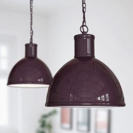 Wardour Industrial Bay Pendant Light Mulberry Red