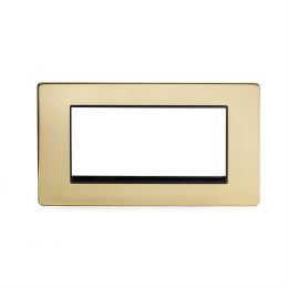 24k Brushed Brass metal Double Data Plate 4 Modules with black insert