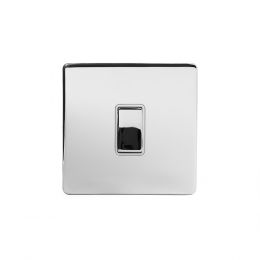 Polished Chrome 1 Gang 20 Amp Switch with White Insert