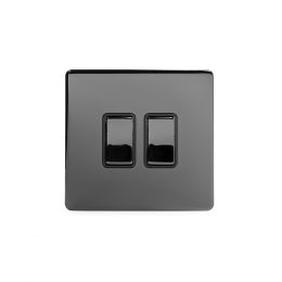 Black Nickel 10A 2 Gang 2 Way Switch with Black Insert