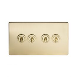 Brushed Brass Toggle Light Switches | 4 Gang 2 Way Toggle Switch