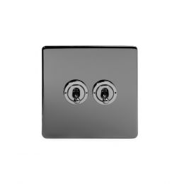 Black Nickel 2 Gang 2 Way Toggle Switch with Black Insert