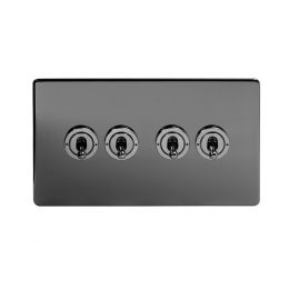 Black Nickel 4 Gang 2 Way Toggle Switch with Black Insert