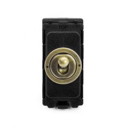 The Charterhouse Collection Aged Brass 20A 2 Way Retractive CM-Grid Toggle Switch Module