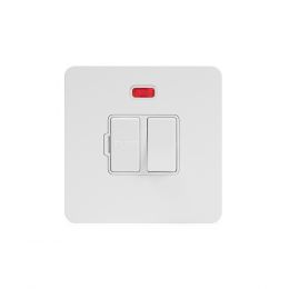 Soho Lighting White Metal Flat Plate 13A Switched Fuse Connection Unit With Neon Wht Ins Screwless