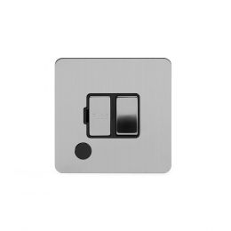 Soho Lighting Brushed Chrome Flat Plate 13A Switched Fuse Connection Unit Flex Outlet Blk Ins Screwless