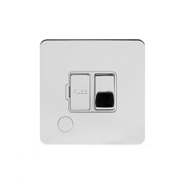 Soho Lighting Polished Chrome Flat Plate 13A Switched Fuse Connection Unit Flex Outlet Wht Ins Screwless