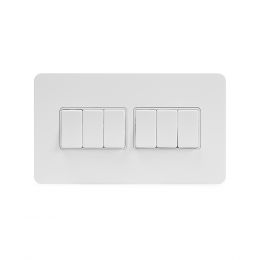 White Metal Switch Screwless Flat Plate