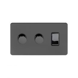 Soho Lighting Black Nickel Flat Plate 3 Gang Light Switch with 2 Dimmers