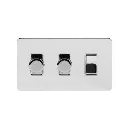 Soho Lighting Polished Chrome Flat Plate 3 Gang Light Switch with 2 Dimmers