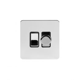 Soho Lighting Polished Chrome Flat Plate Dimmer and Rocker Switch Combo