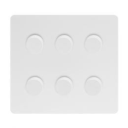 Soho Lighting White Metal Flat Plate 6 Gang 2 Way Intelligent Trailing Dimmer Switch Screwless 400W