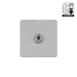 The Lombard Collection Flat Plate Brushed Chrome 1 Gang Dimming Toggle Switch