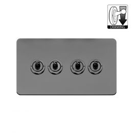 The Connaught Collection Flat Plate Black Nickel 4 Gang Dimming Toggle Switch