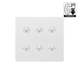 The Eldon Collection Flat Plate White Metal 6 Gang Dimming Toggle Switch