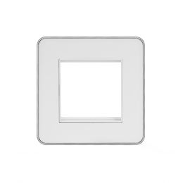 Soho Lighting White Metal Plate with Chrome Edge Single Data Plate 2 Module Screwless