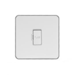Soho Fusion White & Polished Chrome With Chrome Edge 13A Unswitched Fused Connection Unit (FCU) White Inserts Screwless