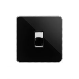 Soho Fusion Black Nickel & Polished Chrome With Chrome Edge 10A 1 Gang 2 Way Switch Black Insert Screwless